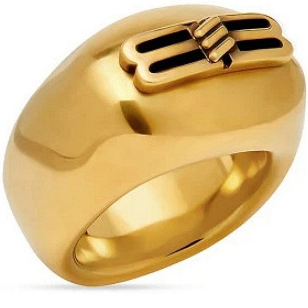 BB Icon Signet Ring Balenciaga Brass Gold tone made in Italy